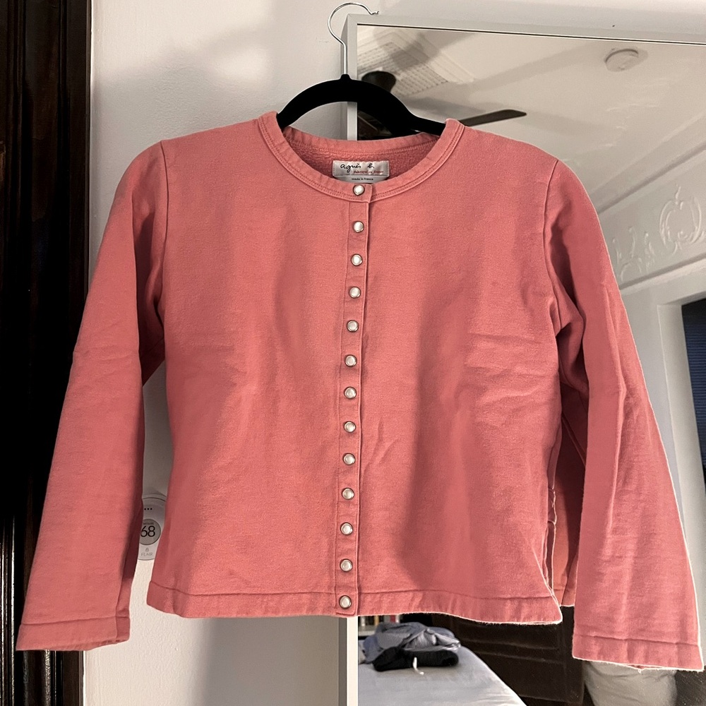 Agnes B. Snap Cardigan. Size 2. Pink.